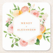 Citrus Watercolor Wedding Rechteckiger Pappuntersetzer (Vorderseite)