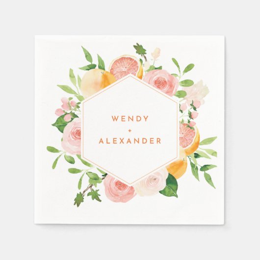 Citrus Watercolor Wedding Serviette (Vorderseite)