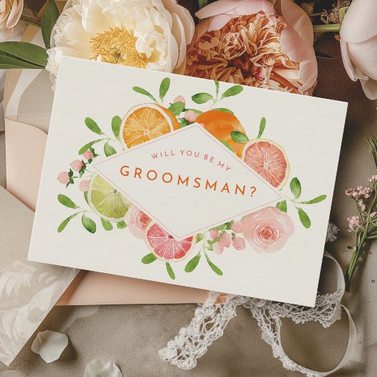 Citrus Watercolor Wedding Trauzeuge Vorschlag Card Einladung