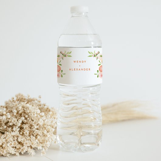 Citrus Watercolor Wedding Wasserflaschenetikett