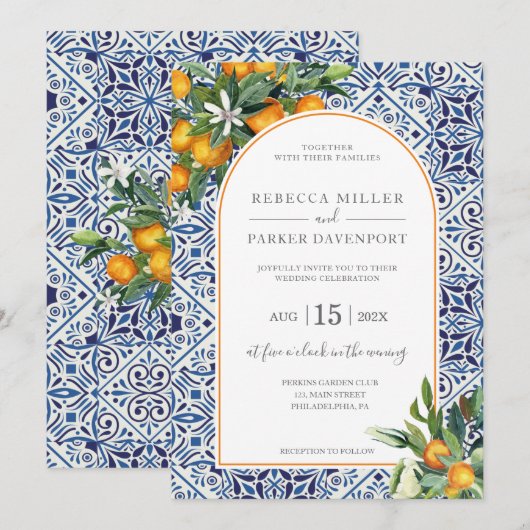 Citrus Wedding Einladung (Vorne/Hinten)