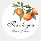 Citrus Wedding Thank You | Mediterranean Orange Runder Aufkleber (Vorderseite)