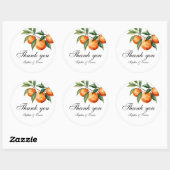 Citrus Wedding Thank You | Mediterranean Orange Runder Aufkleber (Blatt)
