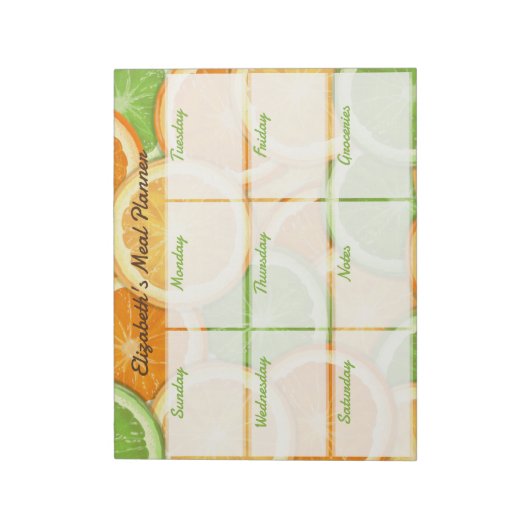 Citrus Weekly Meal Planner Notizblock (Rotiert)