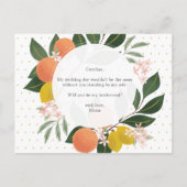 Citrus "Werden Sie meine Trauzeugin sein?" Vorschl Ankündigungspostkarte (Rückseite)