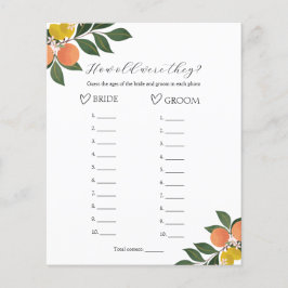 Citrus Wie alt waren sie Brautparty-Spiel