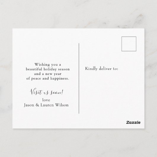 Citrus Wreath mit Monogram Holiday Moving Postkarte (Rückseite)