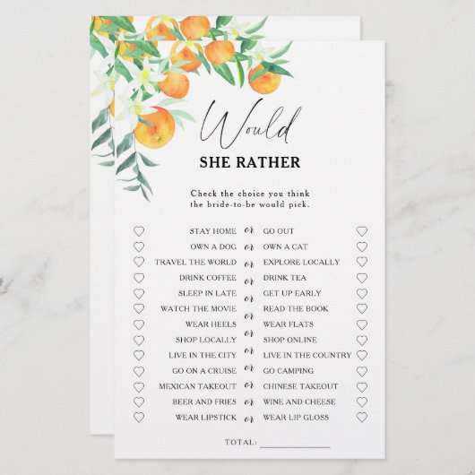 Citrus - Würde sie lieber Brautparty spielen (Vorne/Hinten)