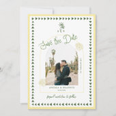 Citrus Yellow Coastal Palm Tree Seashell Wedding Save The Date (Vorderseite)