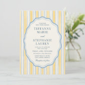 Citrus Yellow Elegant Modern Stripe Wedding Einladung (Stehend Vorderseite)