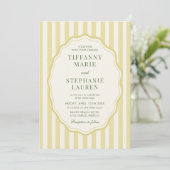 Citrus Yellow Elegant Modern Stripe Wedding Einladung (Stehend Vorderseite)
