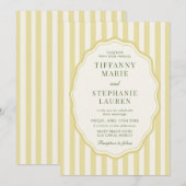 Citrus Yellow Elegant Modern Stripe Wedding Einladung (Vorne/Hinten)
