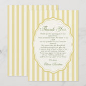 Citrus Yellow Elegant Stripe Wedding Dankeskarte (Vorne/Hinten)