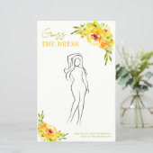 Citrus Yellow Floral Guess the Dress Shower Game (Stehend Vorderseite)