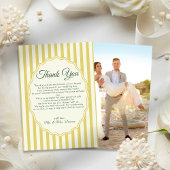 Citrus Yellow Green Elegant Modern Stripe Wedding Dankeskarte