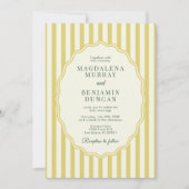 Citrus Yellow Green Elegant Modern Stripe Wedding Einladung (Vorderseite)
