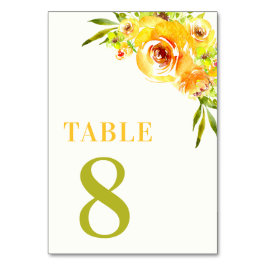 Citrus Yellow Green Garden Floral Table 8 Wedding Tischnummer