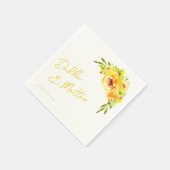 Citrus Yellow Green Vibrant Summer Floral Wedding Serviette (Ecke)