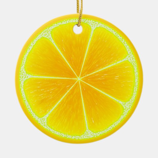 Citrus Yellow Lemon Frucht Slice Keramik Ornament (Vorne)