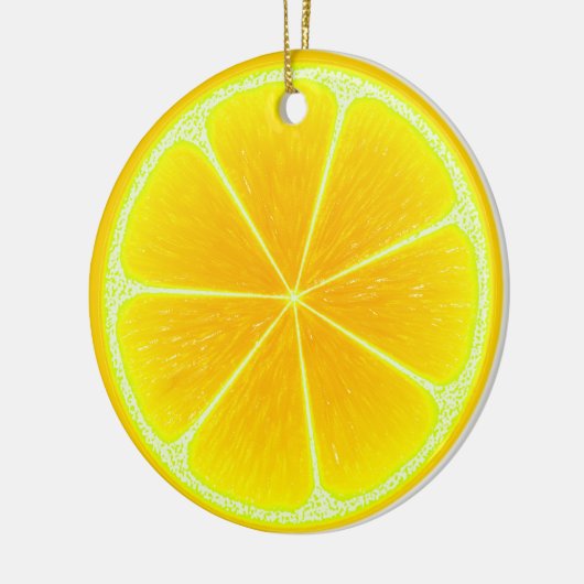 Citrus Yellow Lemon Frucht Slice Keramik Ornament (Links)