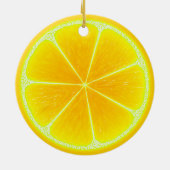 Citrus Yellow Lemon Frucht Slice Keramik Ornament (Hinten)