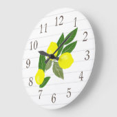 Citrus Yellow Lemon Stripes Wall Clock Große Wanduhr (Winkel)