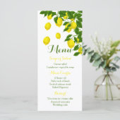 Citrus Yellow Menu Lemon & Green Wedding Party Menükarte (Stehend Vorderseite)