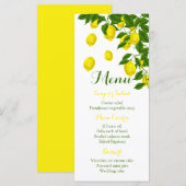 Citrus Yellow Menu Lemon & Green Wedding Party Menükarte (Vorne/Hinten)