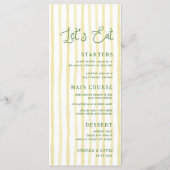 Citrus Yellow Stripe Handwriting Island Wedding Menükarte (Vorderseite)