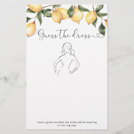 Citrus Zitrone Guess das Brautparty-Spiel (Vorderseite)