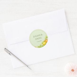 Citrusgarten Orange & Lemon Hochzeit Runder Aufkleber