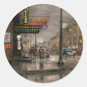 City - Amsterdam NY - Anruf 666 für Taxi 1941 Runder Aufkleber