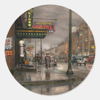 City - Amsterdam NY - Anruf 666 für Taxi 1941 Runder Aufkleber