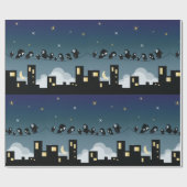 City Birds on a Wire Starry Sky Geschenkpapier (Flach)