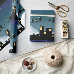 City Birds on a Wire Starry Sky Geschenkpapier