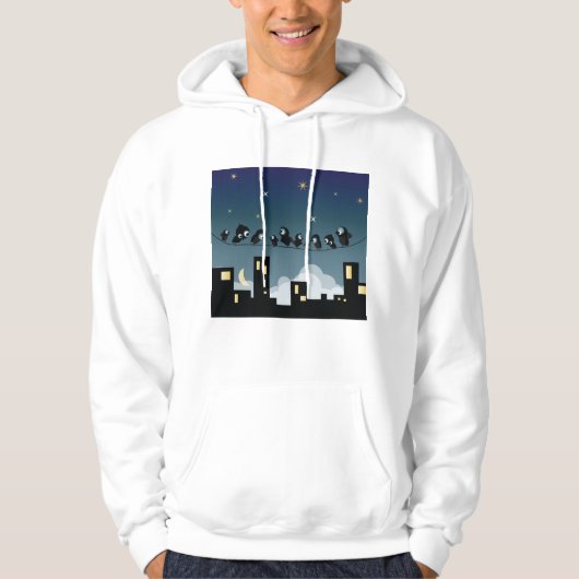 City Birds on a Wire Starry Sky Hoodie (Vorderseite)