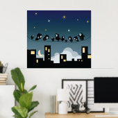 City Birds on a Wire Starry Sky Poster (Heimbüro)