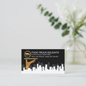 City Block Skyline Gold Waiter Hand Visitenkarte (Stehend Vorderseite)