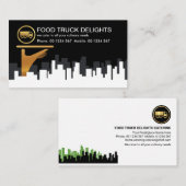 City Block Skyline Gold Waiter Hand Visitenkarte (Vorne/Hinten)