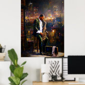 City Blues - Jazz Reflektionen zeitgenössisch Poster (Heimbüro)