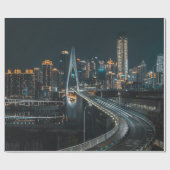 CITY BUILDINGS DURING NIGHT TIME GESCHENKPAPIER (Flach)