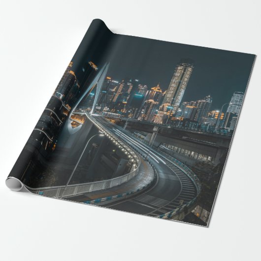 CITY BUILDINGS DURING NIGHT TIME GESCHENKPAPIER (Ungerollt)