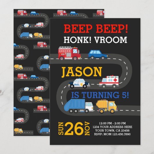 City Cars Einladung, 100% anpassbar Einladung (Vorne/Hinten)