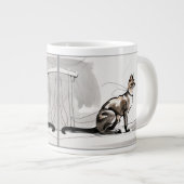 City Cat Looking Stylish Minimalist Art Jumbo-Tasse (Vorderseite Rechts)