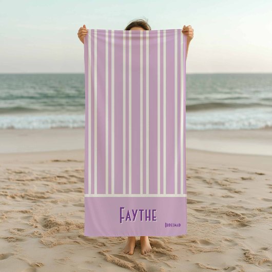 City Chic Lila Striped Bridesmaids Strandtuch