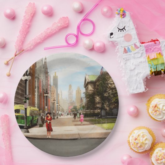 City - Chicago IL - The Magnificent Mile 1940 Pappteller (Party)