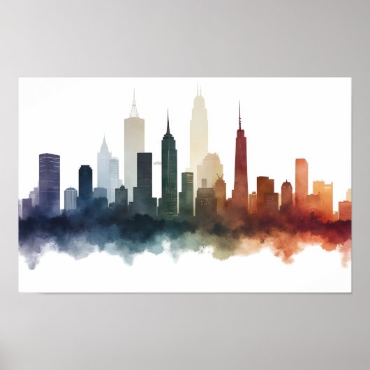 City drawing watercolor art poster (Vorne)