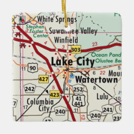 City FL Karte Keramikornament