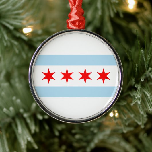 City Flag Chicago (Illinois) Keramik Ornament Aus Metall (Baum)