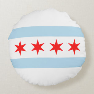 City Flag of Chicago (Illinois) Rundes Kissen
